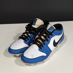 Jordan 1 Nike Low Cleats Blue and White Athletic Cleats 11